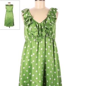 Loft Ann Taylor green polka dot dress